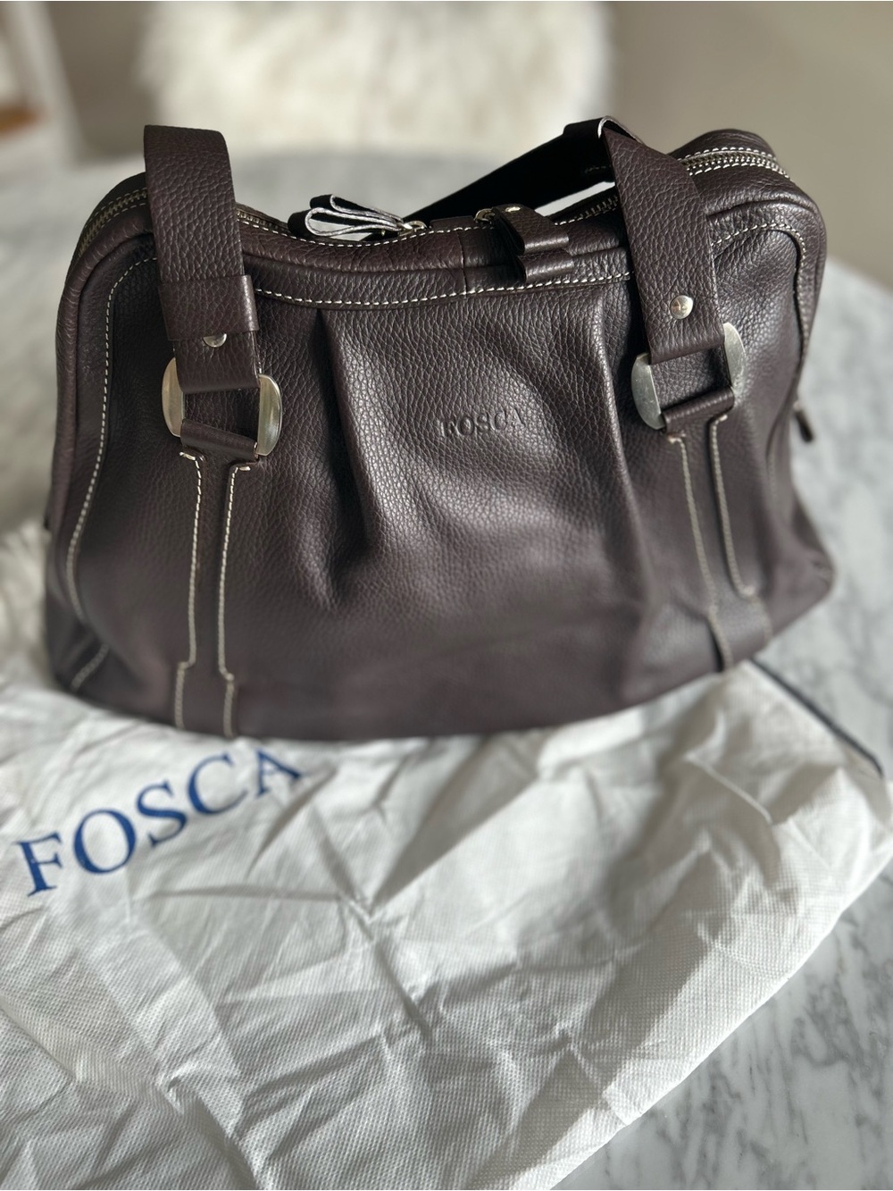 FOSCA Genuine Leather Shoulder Bag – Rich Espresso Brown